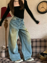 Vintage Street Fashion verblasste Baggy-Jeans mit weitem Bein